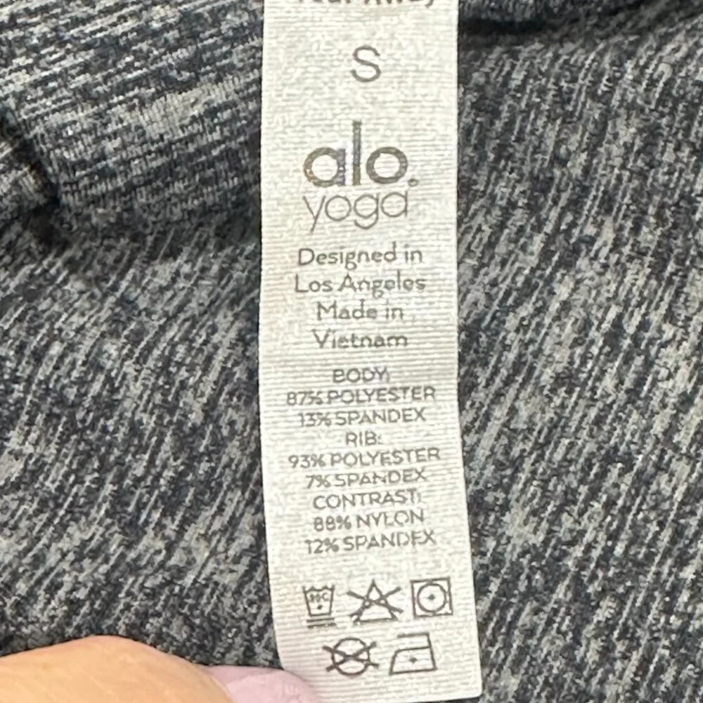 ALO Yoga Grey High Waist Ribbed Knit‎ Lounge Leggings Ruched Small Dance Workout